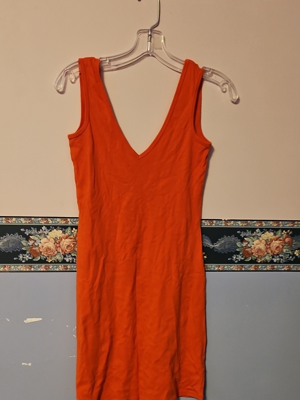 Sleeveless V‑Neck Orange Tank Dress